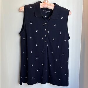 Croft & Barrow Women's Navy Sleeveless Button Down Shirt